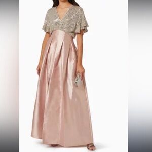 NWT Sachin + Babi Sz 4 Simone Gown Peony and Silver Sequin V-Neck (No belt)